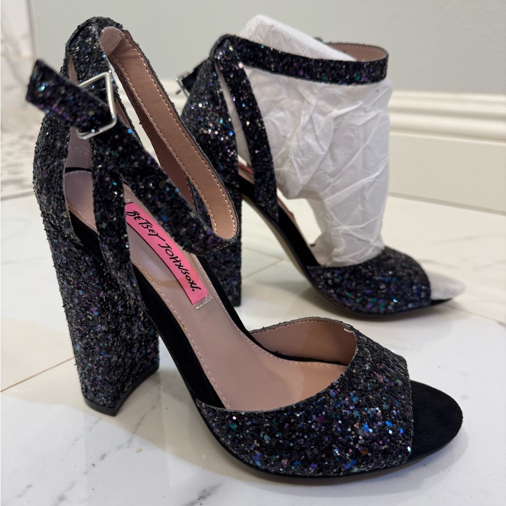 Betsey Johnson glitter heels